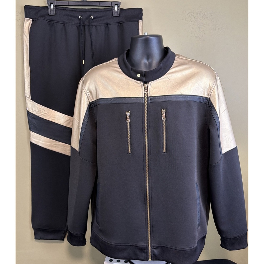 INC International Concepts Men Metalic Color Block Track Suit Hoodie Pants XL